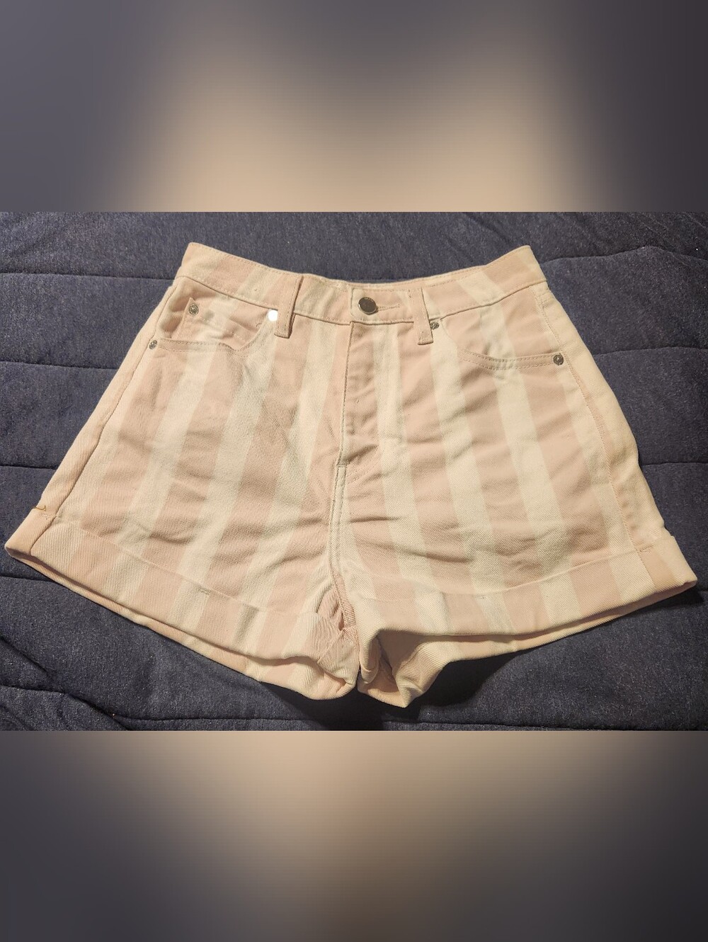 Volcom Striped Pink and White High-Waist Shorts
